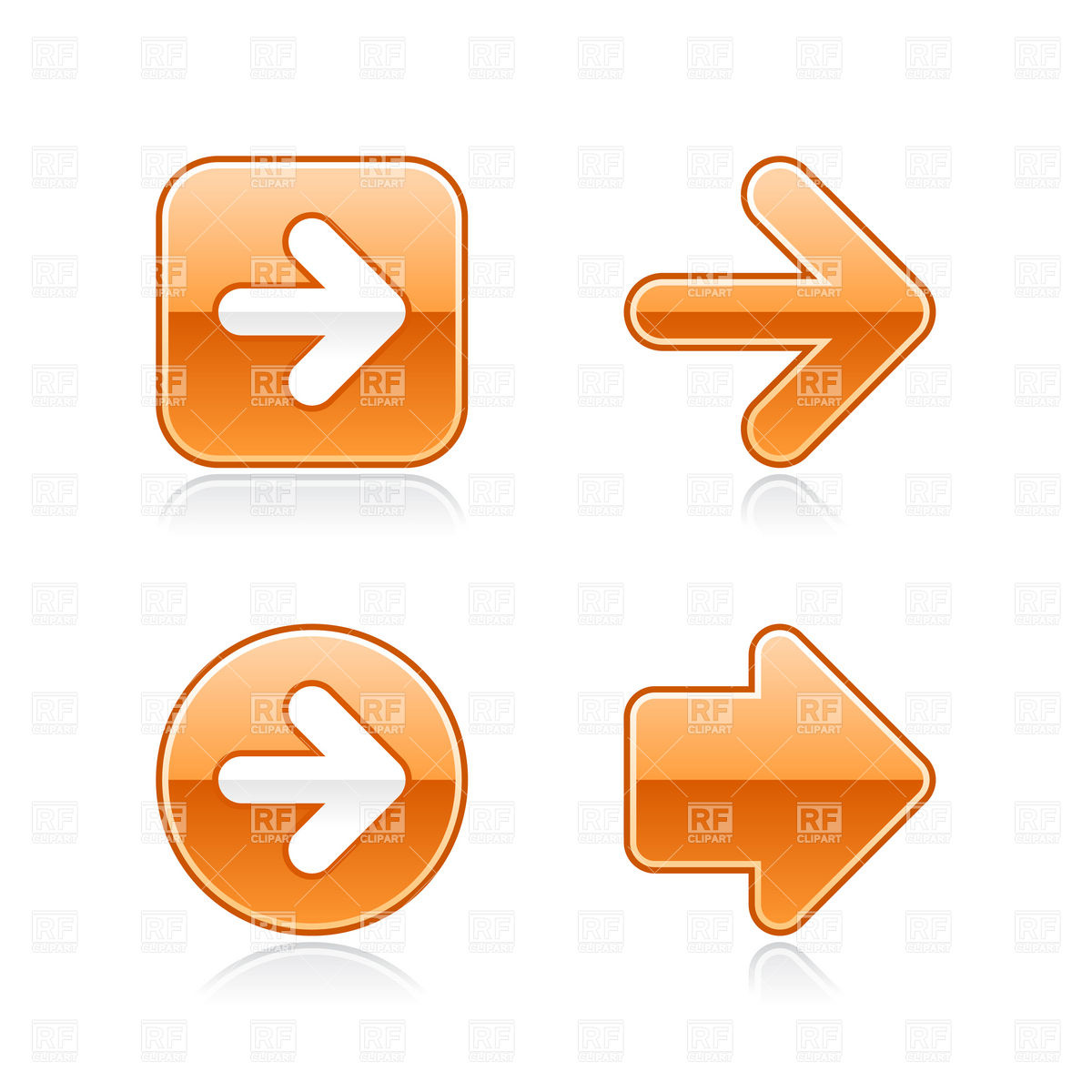 Orange Buttons With Arrow 13850 Download Royalty Free Vector Clipart