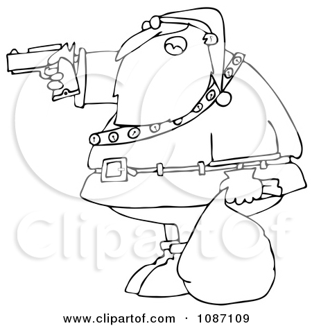 Santa With A Gun Colouring Pages