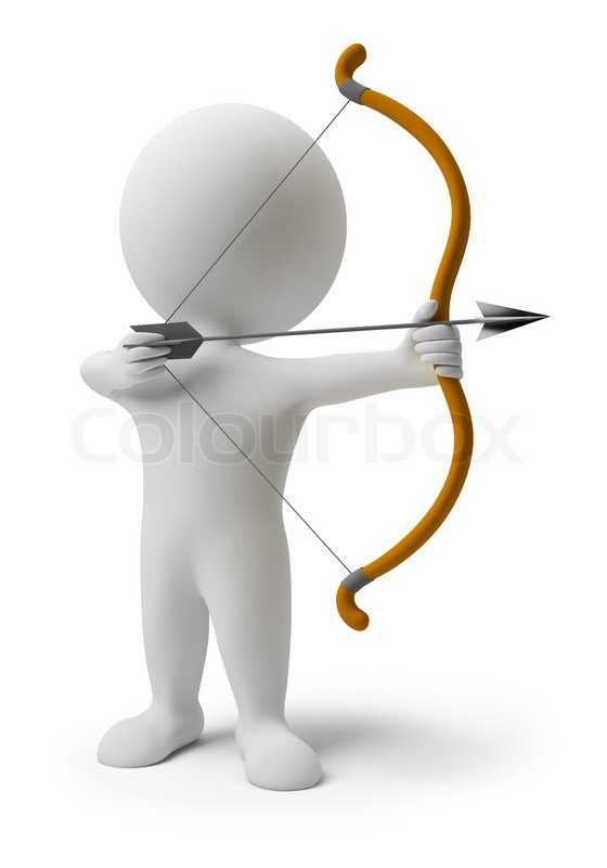 Stock Image Of  3d Small People Prepare For Shooting An Arrow