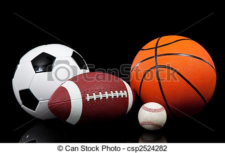 Stock Photo Of Sports Balls On A Black Background   Multi Sports