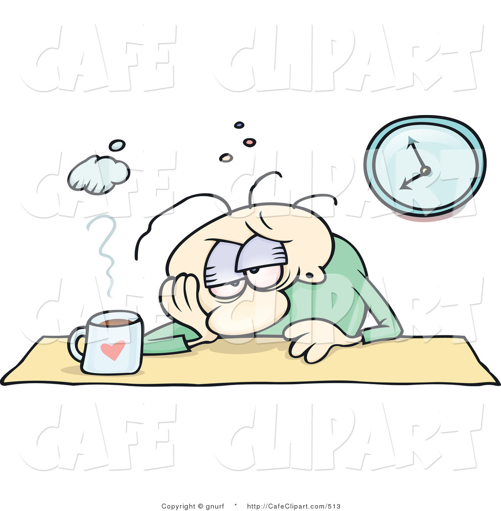 Vector Cartoon Clip Art Of An Employee Man Sulking At His Desk With A
