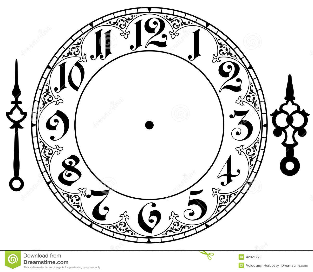 Vector Vintage Clock On White   Illustration Clip Art