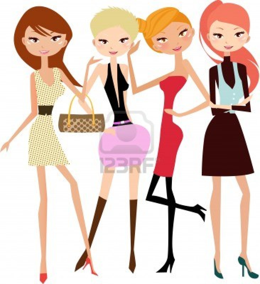 6530396 Ilustracion De Cinco Mujeres Modelo De Moda Bonita