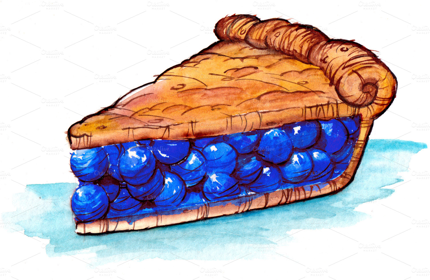 Blueberry Pie   Illustrations On Creative Market