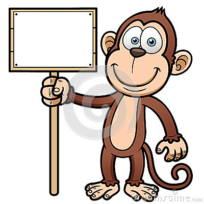 Cartoon Monkey With Wooden Sign Royalty Free Stock Image   Image    
