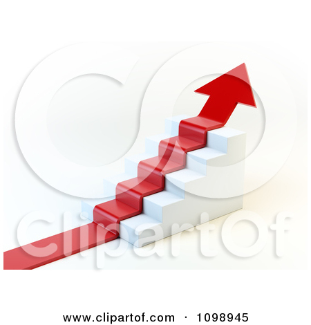Clipart 3d Red Arrow Climbing Stairs   Royalty Free Cgi Illustration