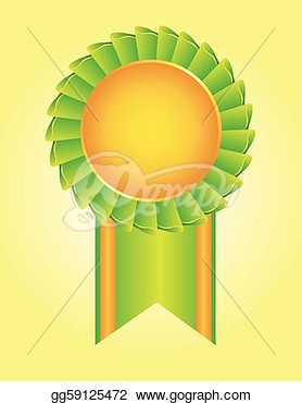Clipart   Blank Green And Gold Rosette Over Yellow Background  Vector