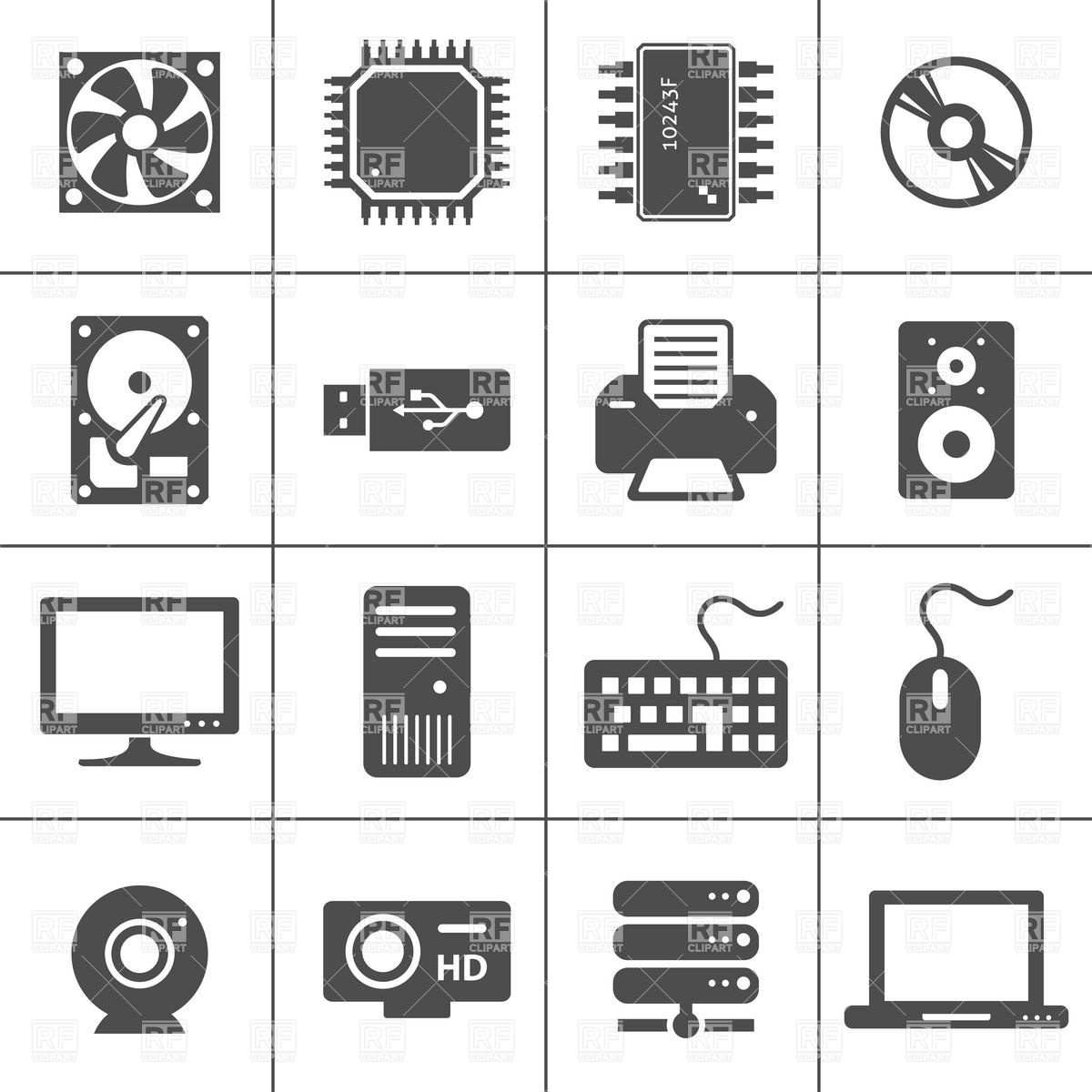 Computer Hardware Icons   Pc Components 5943 Download Royalty Free