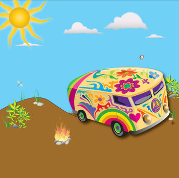 Description  Free Clip Art Illustration Of A Psychedelic Hippy Bus