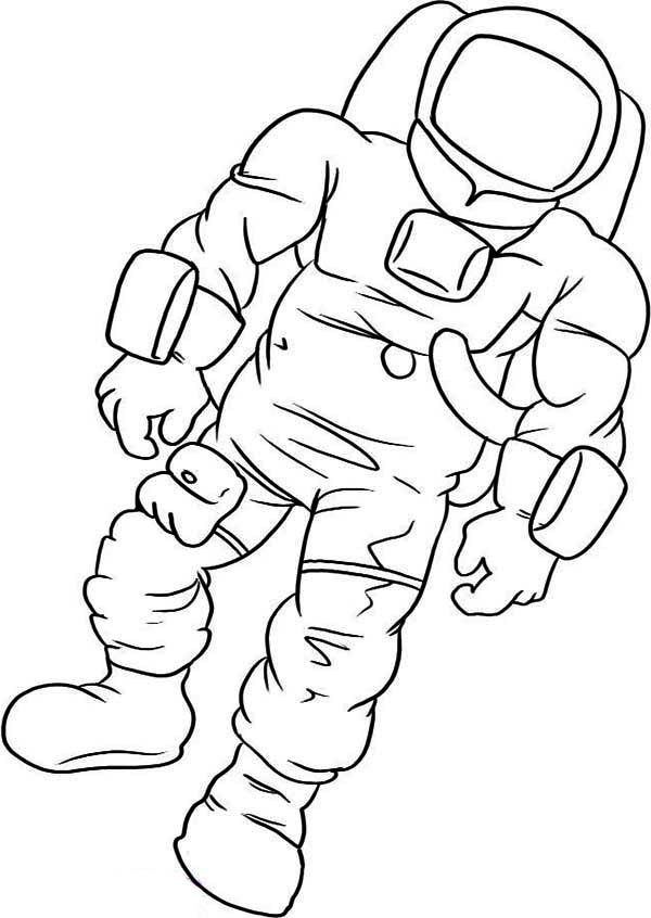 Drawing Of An Astronaut In Full Body Space Suit Coloring Page
