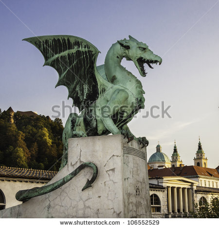 Famous Dragon Bridge  Zmajski Most  Symbol Of Ljubljana Capital Of    