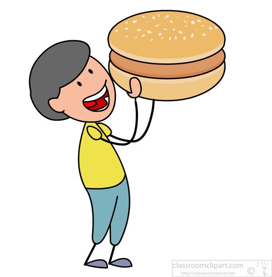 Fast Food Clipart   Boy Eating Big Burger   Classroom Clipart