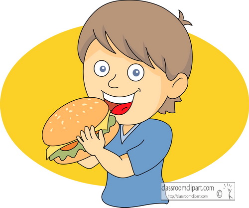 Fast Food Clipart   Boy Eating Hamburger   Classroom Clipart