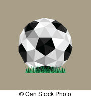 Illustration Of Abstract Paper Origami Soccer Ball Stranding On Grass