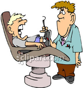 Kid Screaming In The Dentist Chair   Royalty Free Clipart Picture