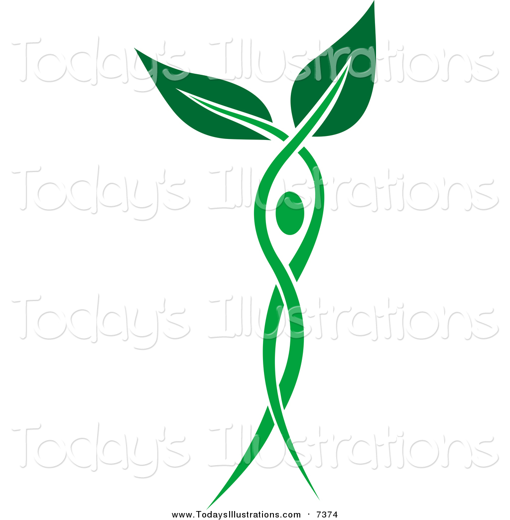 Larger Preview  Clipart Of A Green Leaf Person Dancing By Seamartini    