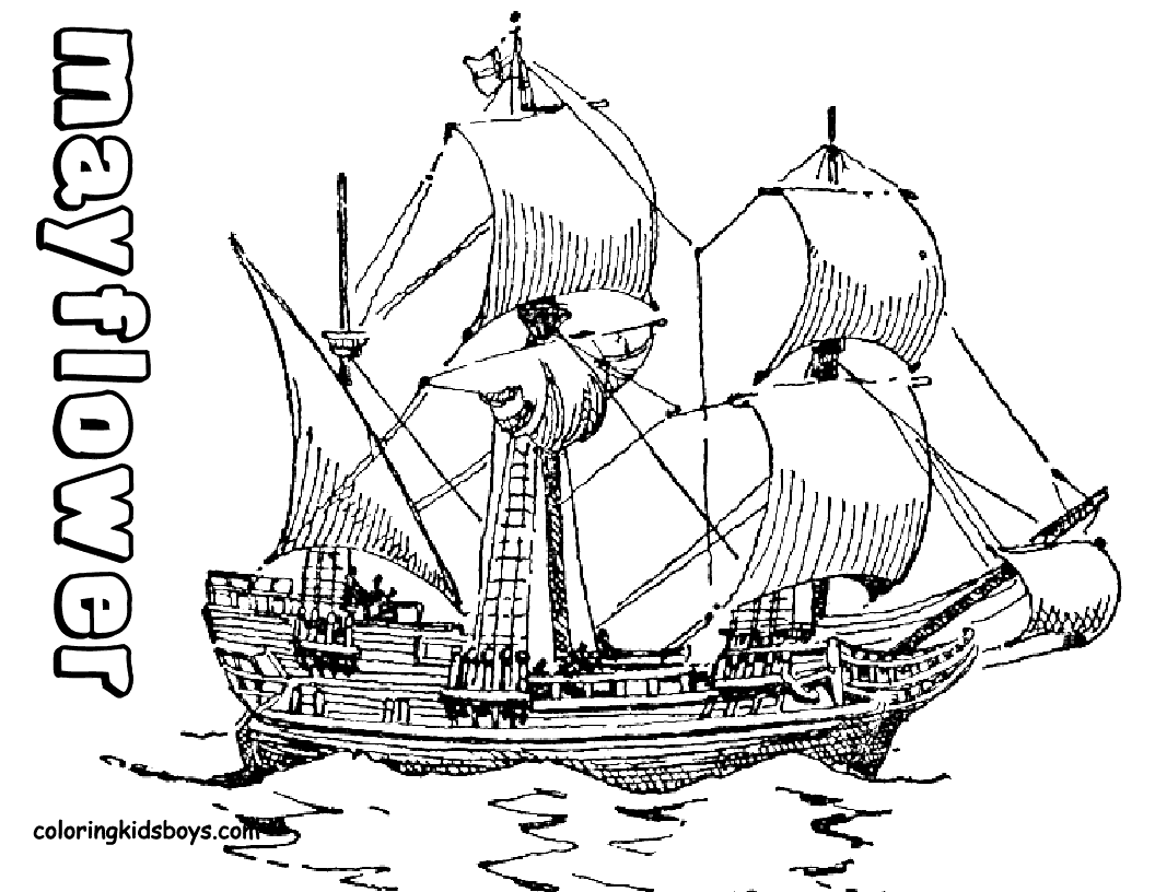 Mayflower Coloring Pages Thanksgiving Mayflower Ship Coloring