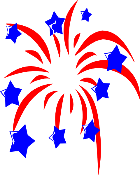 Red Fireworks With Blue Stars Clip Art   Vector Clip Art Online    