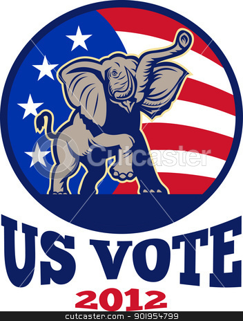 Republican Elephant Mascot Usa Flag Stock Vector Clipart Illustration