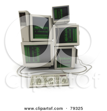Royalty Free  Rf  Clipart Illustration Of A 3d Pile Of Retro Computers