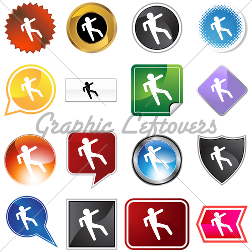 Slippery Floor Icon Set Isolated On A White Bac