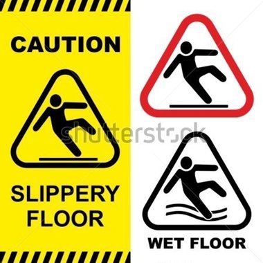 Slippery Floor Surface Warning Sign  Vector Illustration  No Gradients
