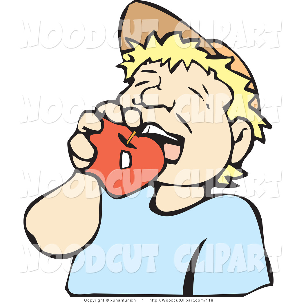 Vector Clip Art Of A Hungry Boy Eating An Apple By Xunantunich    118