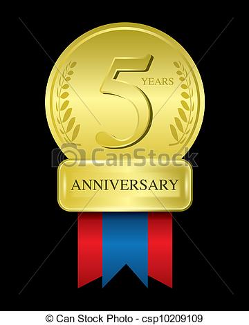 Vector Clipart Of 5 Years Anniversary Gold Medal   The Abstract Of    