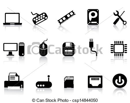 Vector   Computer Hardware Icons Set   Stock Illustration Royalty