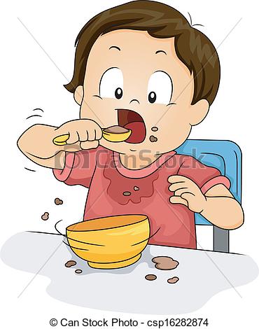 Vectors Illustration Of Boy Eating   Illustration Of A Young Boy