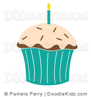Art Illustration Of A Chocolate Birtday Cupcake Decorated With Clipart