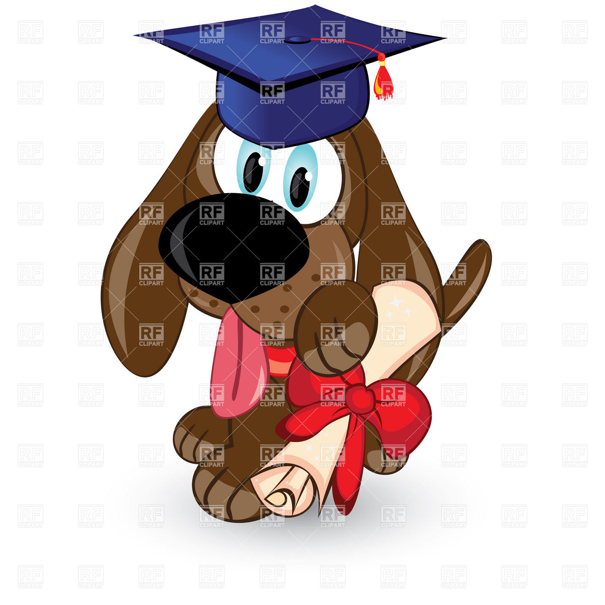 Cartoon Dog With Graduation Cap And Diploma 7352 Download Royalty