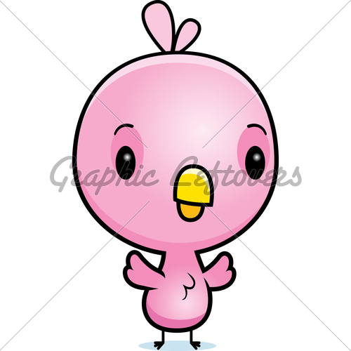 Cartoon Illustration Of A Baby Pink Bird Stan