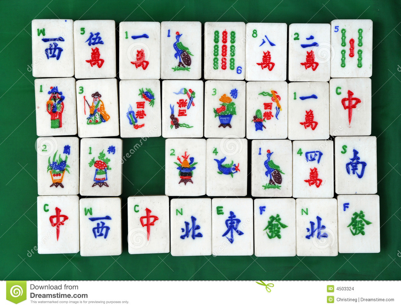 Chinese Mahjong Tiles With A Blank Or Missing Space