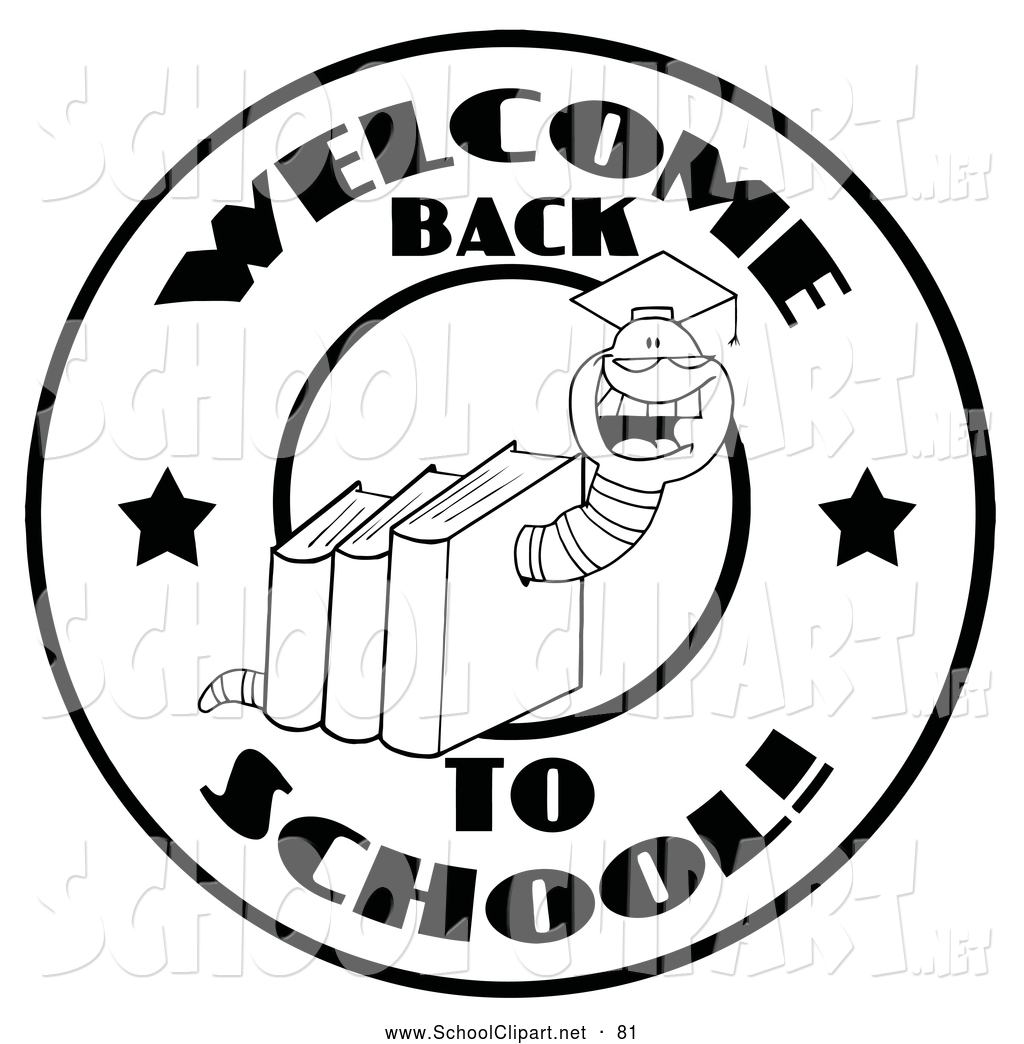 Clip Art Of A Black And White Book Worm Wearing A Graduation Cap Over