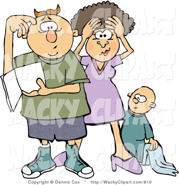 Clipart Of A Befuddled New Mom And Dad Trying To Figure Out How To