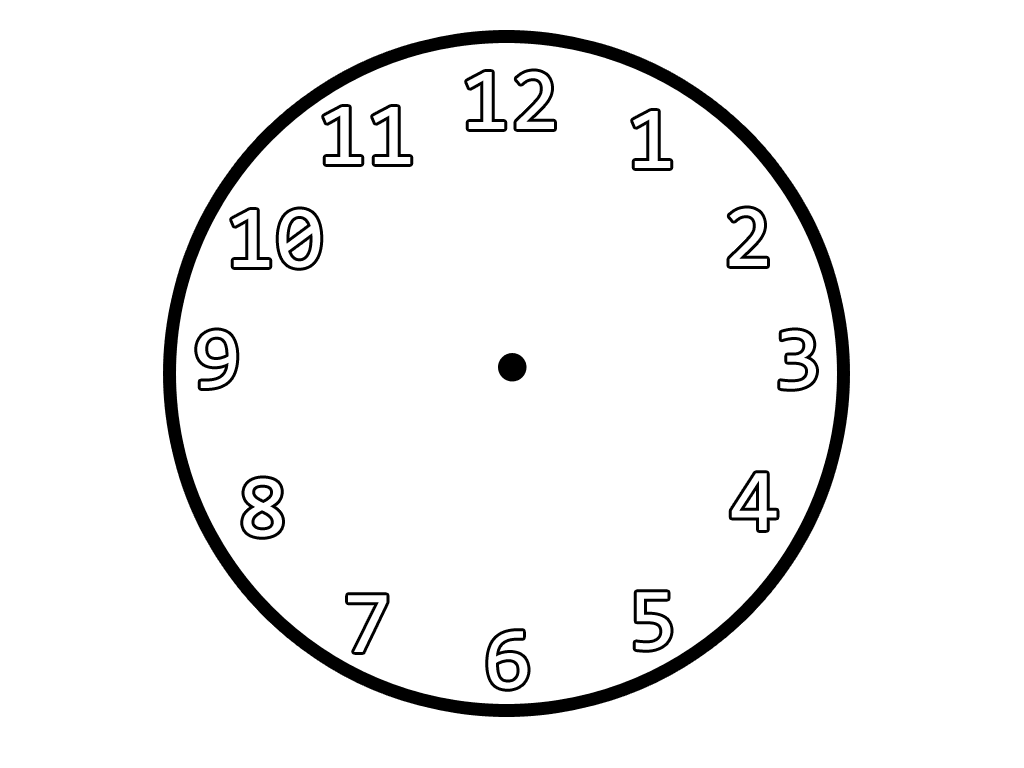 Clock Face Outline For Colouring In And Teaching The Time