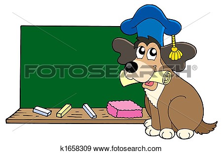 Dog Teacher With Blackboard  Fotosearch   Search Vector Clipart