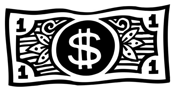 Dollar Bill  Simple Stylized Black And White Drawing Of A Dollar Bill