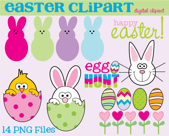 Easter Clipart Easter Bunny Easter Eggs Peeps   Digital Clipart