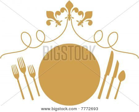 Formal Dinner Table Place Setting Simple Round Plate Image    
