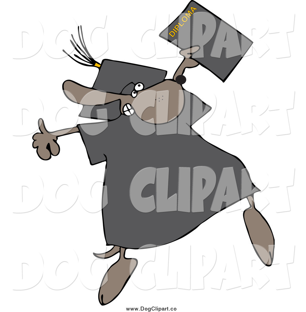 Graduate Dog Jumping With A Diploma Dog Clip Art Djart