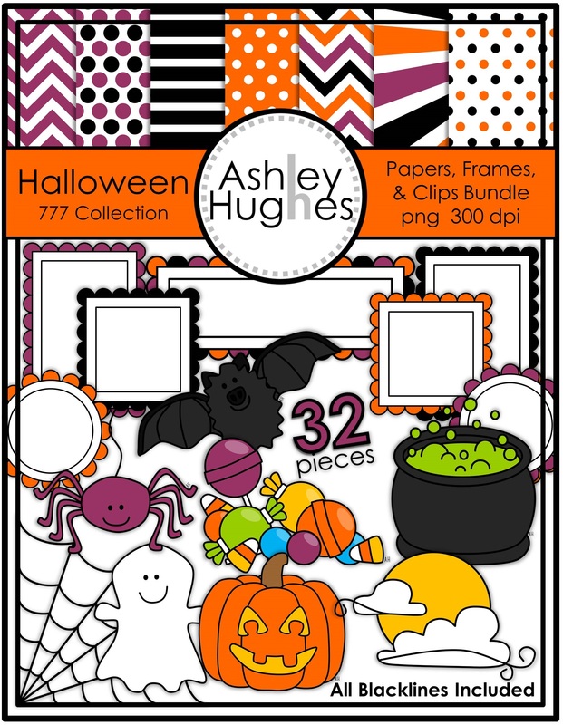 Halloween 777 Collection  Clipart Papers   Frames For Commercial
