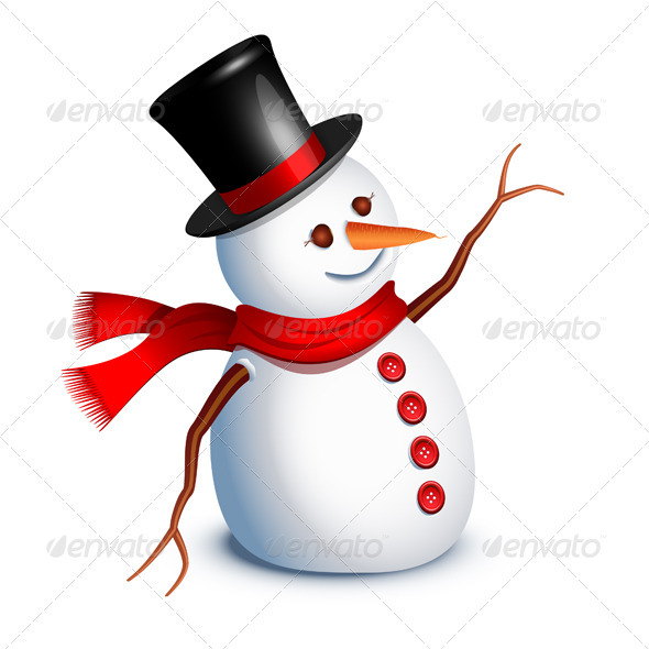 Happy Snowman Greeting With His Arm  Eps10 File With Transparency Used