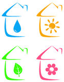 Icons Of Eco House Heating And Water Supply Royalty Free Stock Photo