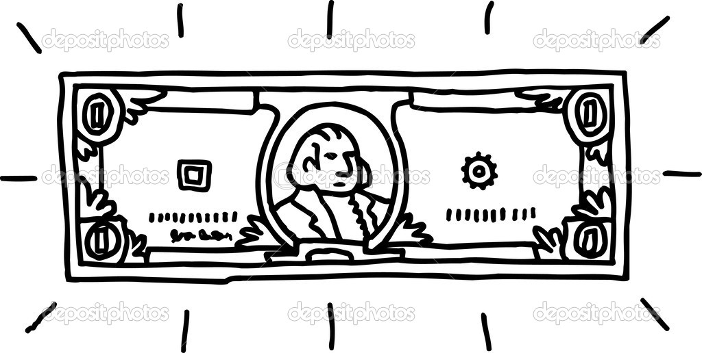 Illustration Of A Dollar Bill   Black And White   Stock Illustration