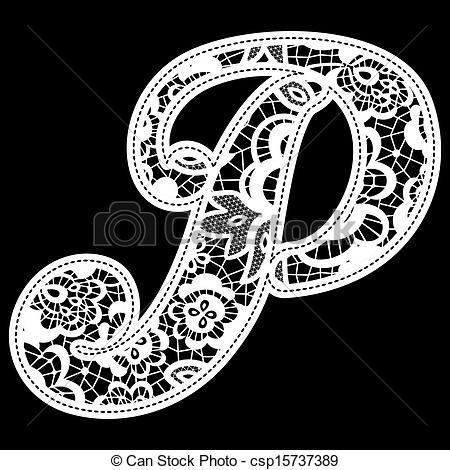 Illustration Of Embroidery Lace Initial Isolated On Black Ideal For