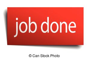 Job Done Red Square Isolated Paper Sign On White Drawings