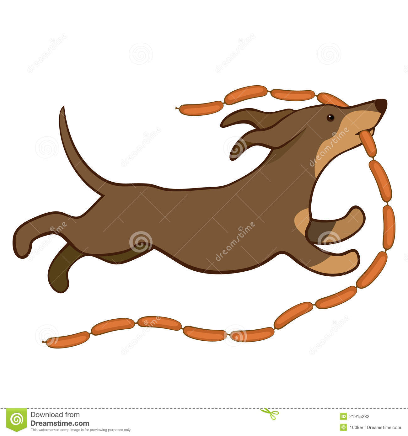 Lucky Dog With Sausages Stock Photography   Image  21915282