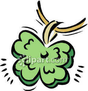 Lucky Four Leaf Clover Necklace Pendant   Royalty Free Clipart Picture